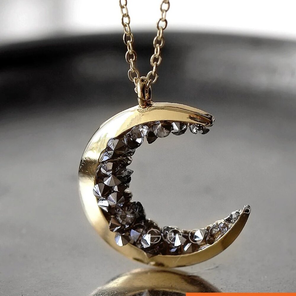 Black Crystal Moon Necklace